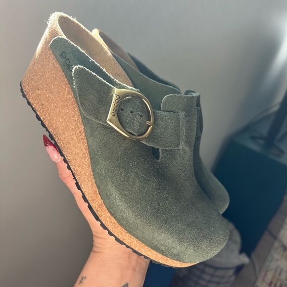 Papillio Forest Green Suede Clogs - Picture 3 of 6